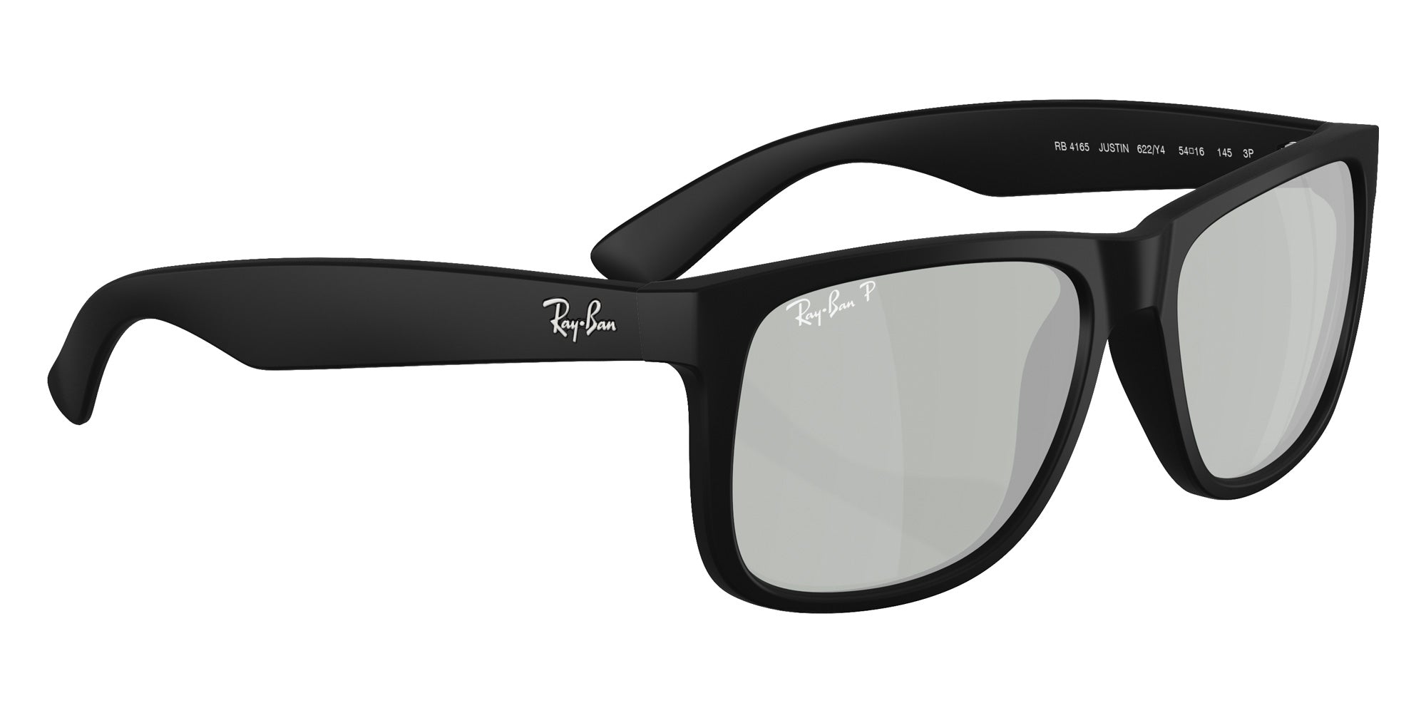 Ray-Ban RB4165 Justin Classic 622/Y4 55 - Rubber Black / Green Mirrored Silver Polarized #id:rb4165622y4_s:100120
