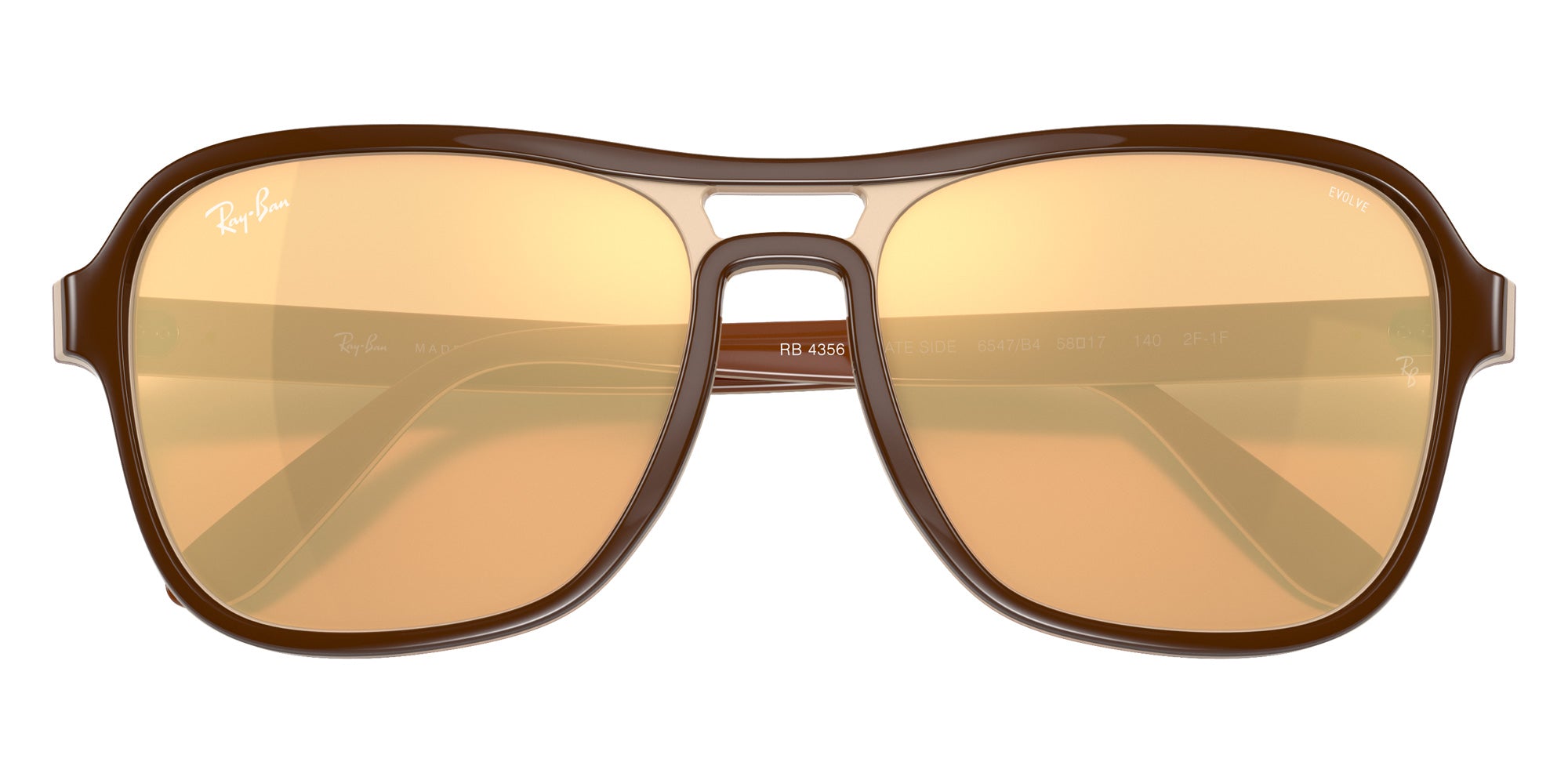 Ray-Ban RB4356 State Side Mirror Evolve 6547B4 58 - Dark Brown / Photo Orange Mirrored Gold #id:rb43566547b4_s:100120