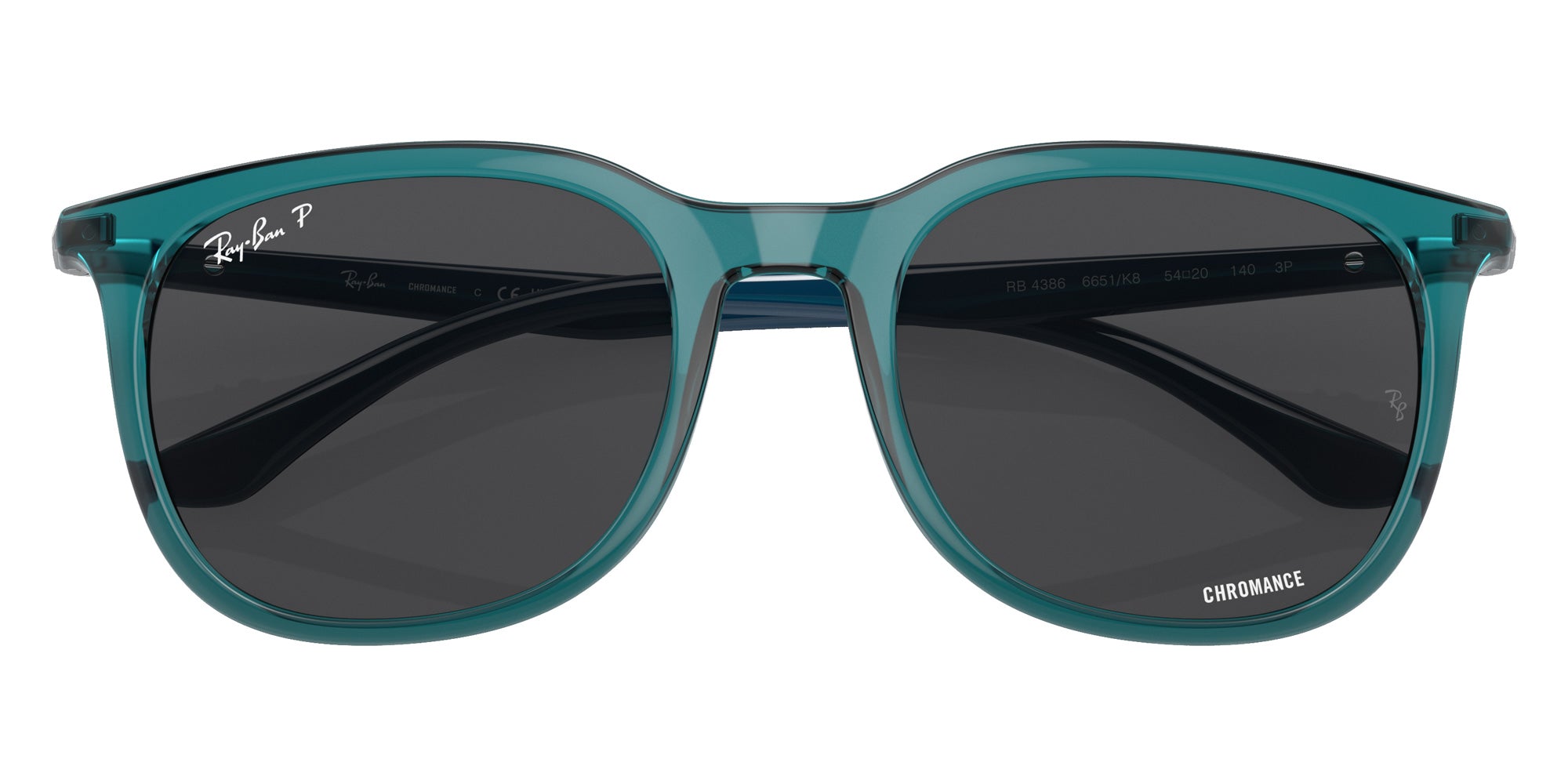 Ray-Ban RB4386 6651K8 54 - Transparent Turquoise / Dark Gray Polarized+ #id:rb43866651k8_s:100120