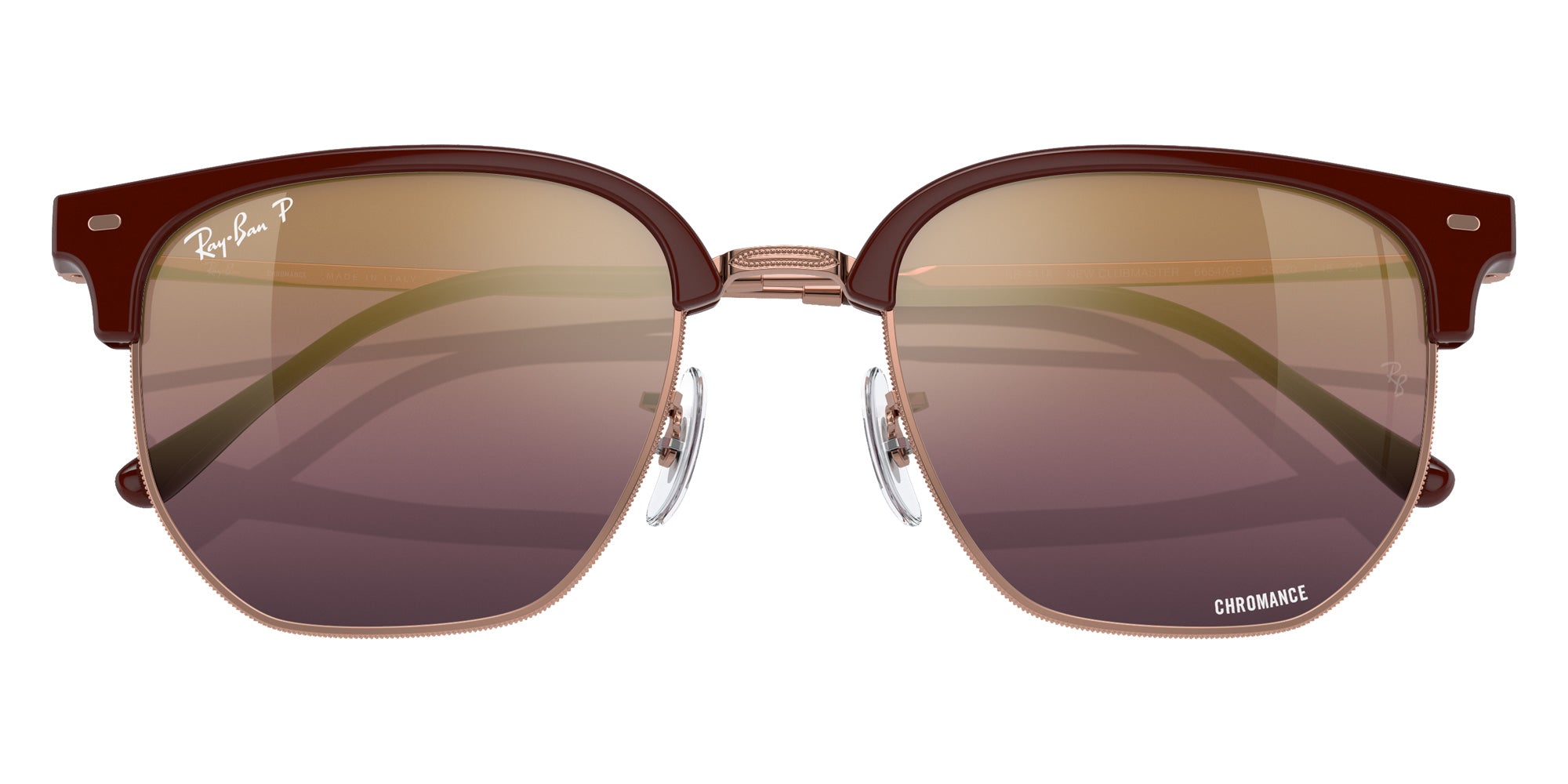 Ray-Ban RB4416 New Clubmaster 6654G9 51 - Bordeaux on Rose Gold / Gold/Red Mirrored Polarized #id:rb44166654g9_s:100120