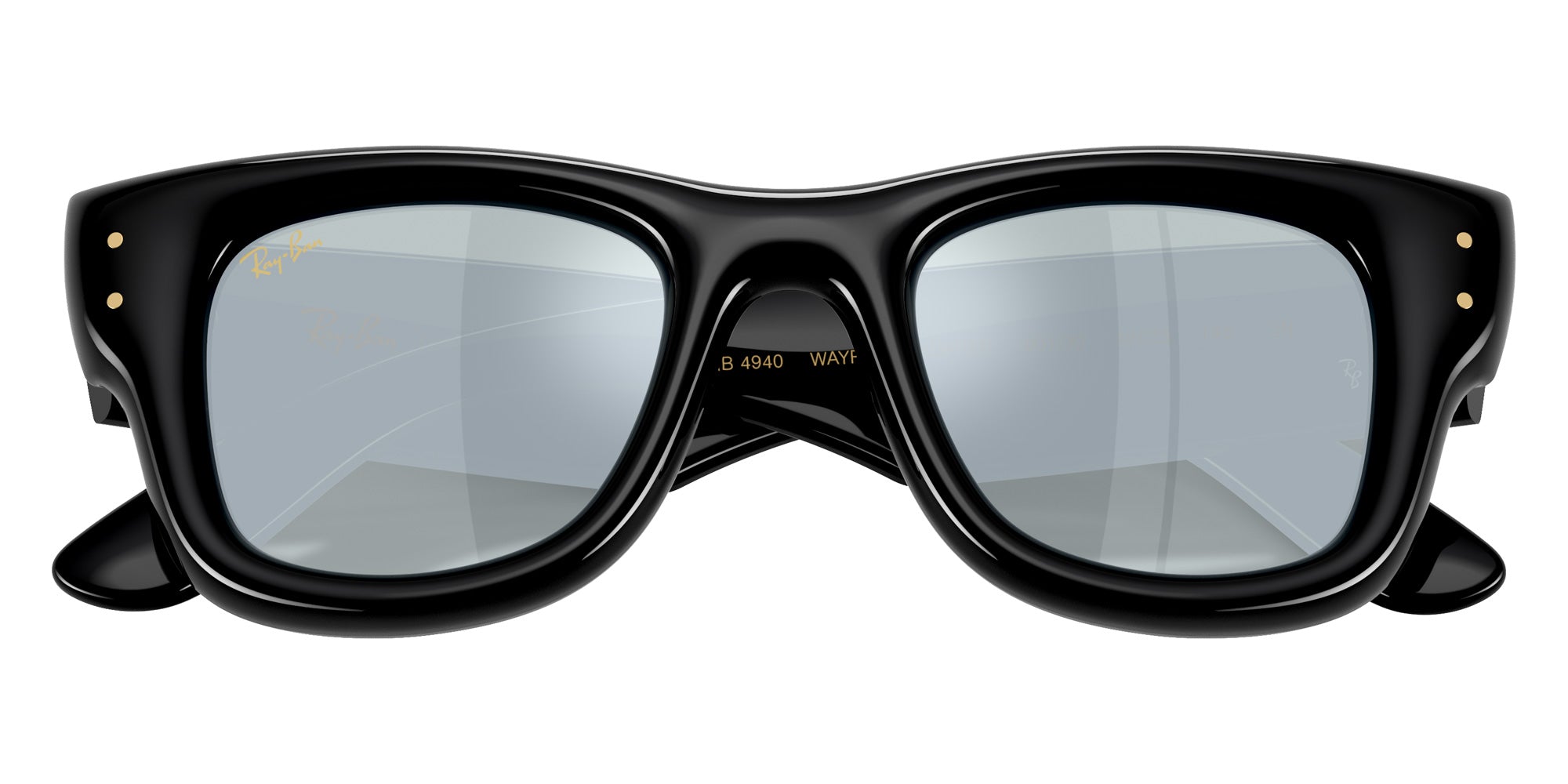 Ray-Ban RB4940 Wayfarer Puffer 601/30 47 - Black / Green Mirrored Silver Plan #id:rb494060130_s:100125