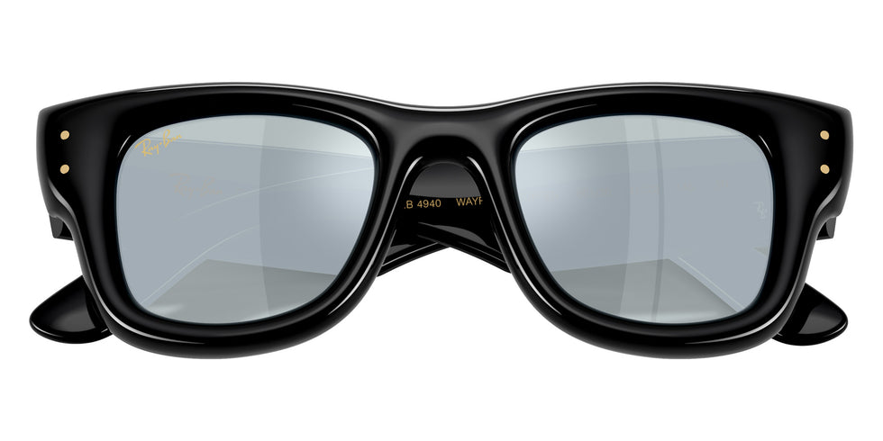 Ray-Ban RB4940 Wayfarer Puffer 601/30 47 - Black / Green Mirrored Silver Plan #id:rb494060130_s:100125