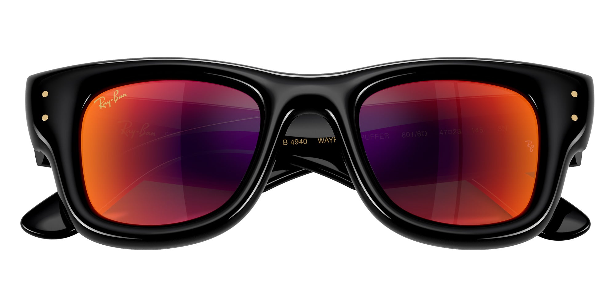 Ray-Ban RB4940 Wayfarer Puffer 601/6Q 47 - Black / Brown Mirrored Orange #id:rb49406016q_s:108125