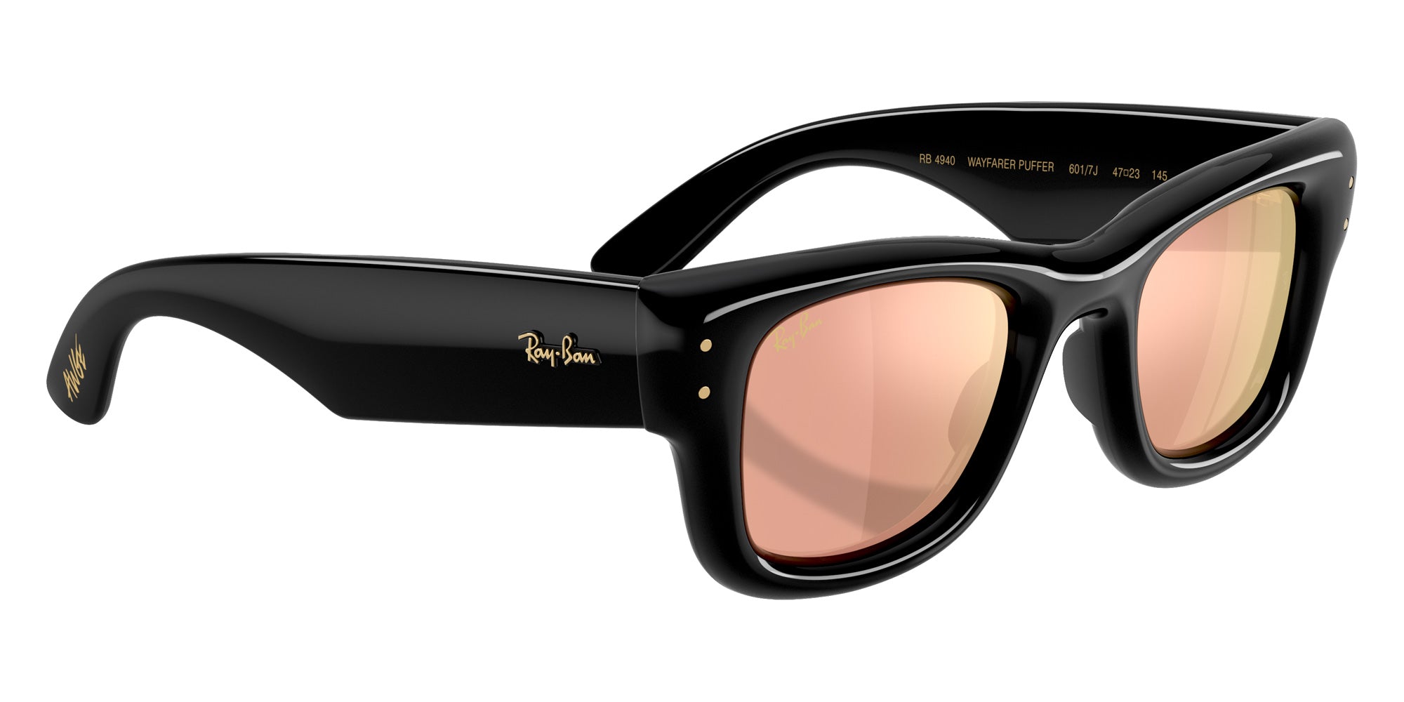 Ray-Ban RB4940 Wayfarer Puffer 601/7J 47 - Black / Dark Brown Mirrored Rose Gold #id:rb49406017j_s:112120