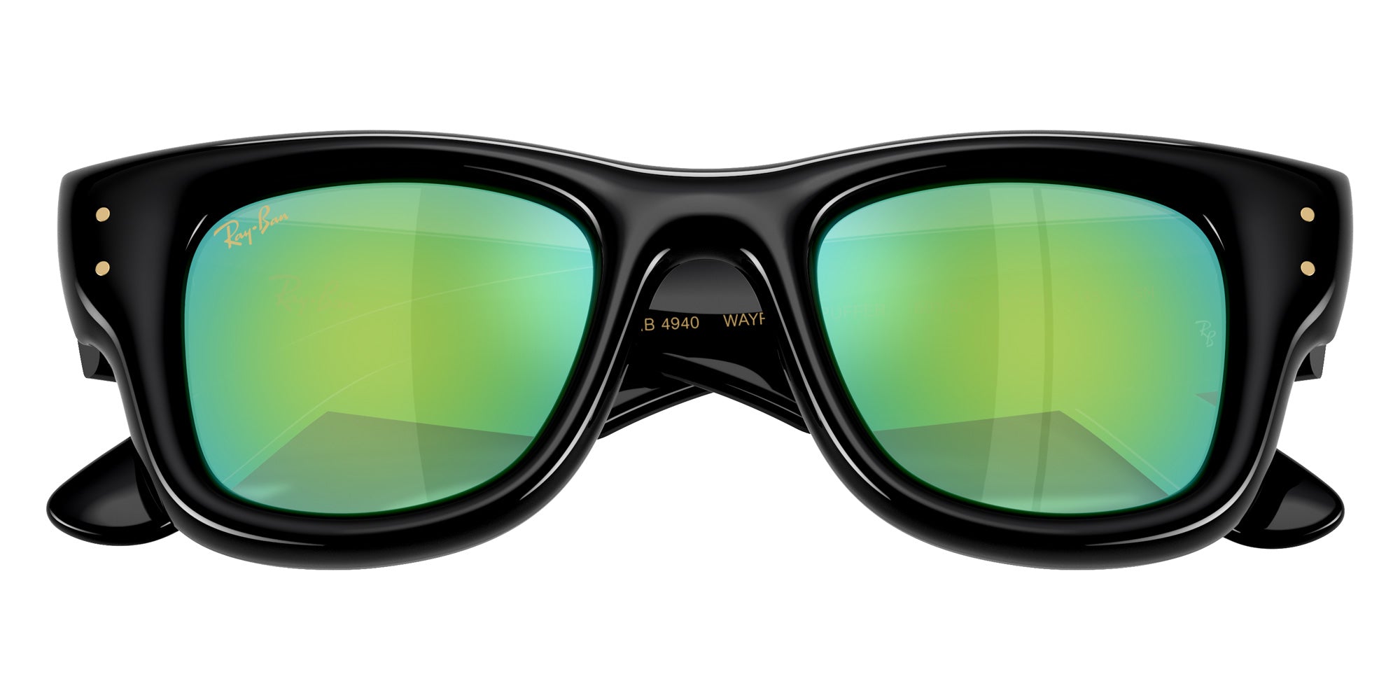 Ray-Ban RB4940 Wayfarer Puffer 601/8N 47 - Black / Green Mirrored Green 632 #id:rb49406018n_s:116125