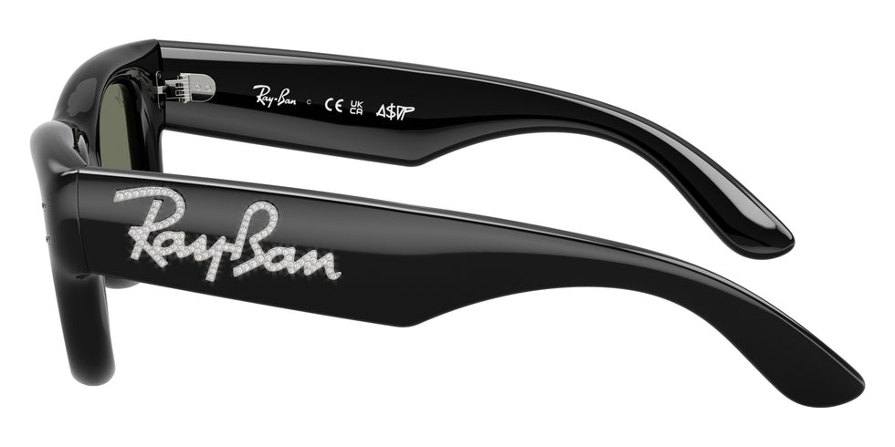 Ray-Ban RB4940B Wayfarer Puffer Crystal Edition 686430 47 - Black / Green Mirrored Silver Plan #id:rb4940b686430_s:100110