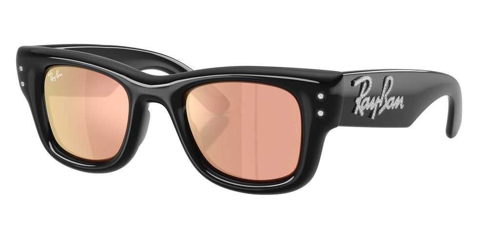Ray-Ban RB4940B Wayfarer Puffer Crystal Edition 68647J 47 - Black / Dark Brown Mirrored Rose Gold #id:rb4940b68647j_s:102105