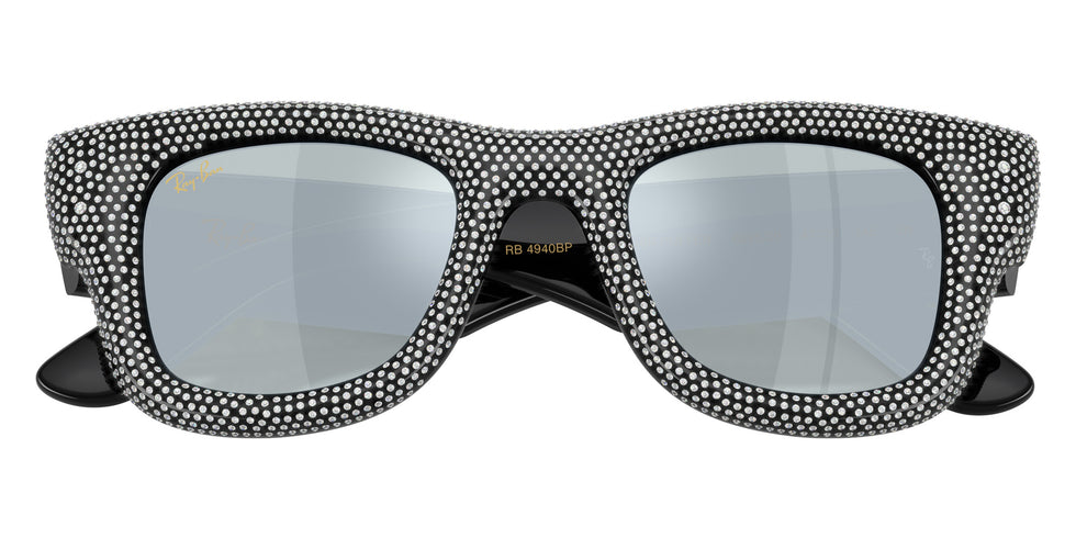 Ray-Ban RB4940BP Wayfarer Puffer Crystal Pavè Edition 686530 47 - Black / Green Mirrored Silver Plan #id:rb4940bp686530_s:100125
