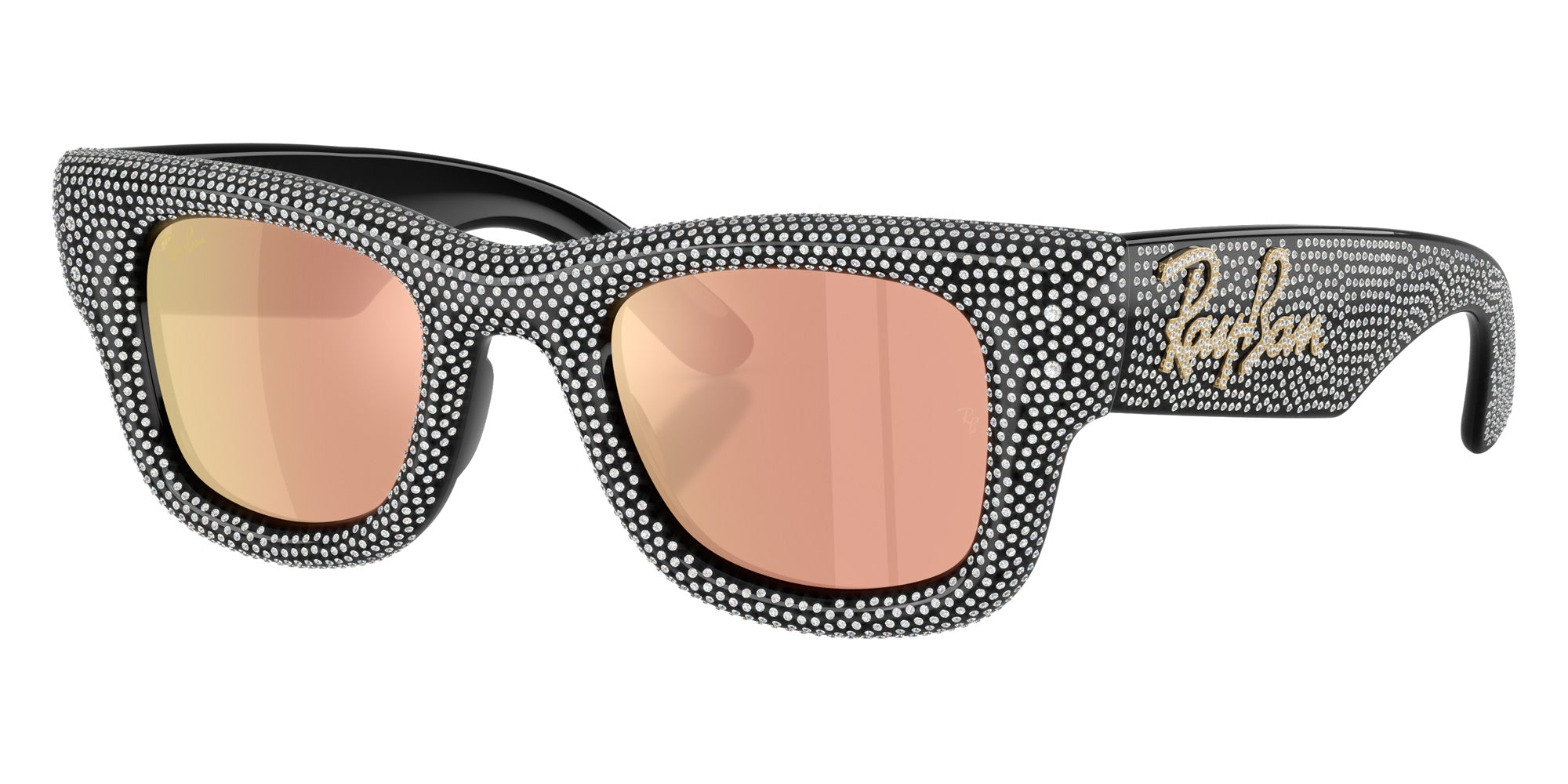 Ray-Ban RB4940BP Wayfarer Puffer Crystal Pavè Edition 68657J 47 - Black / Dark Brown Mirrored Rose Gold #id:rb4940bp68657j_s:102105