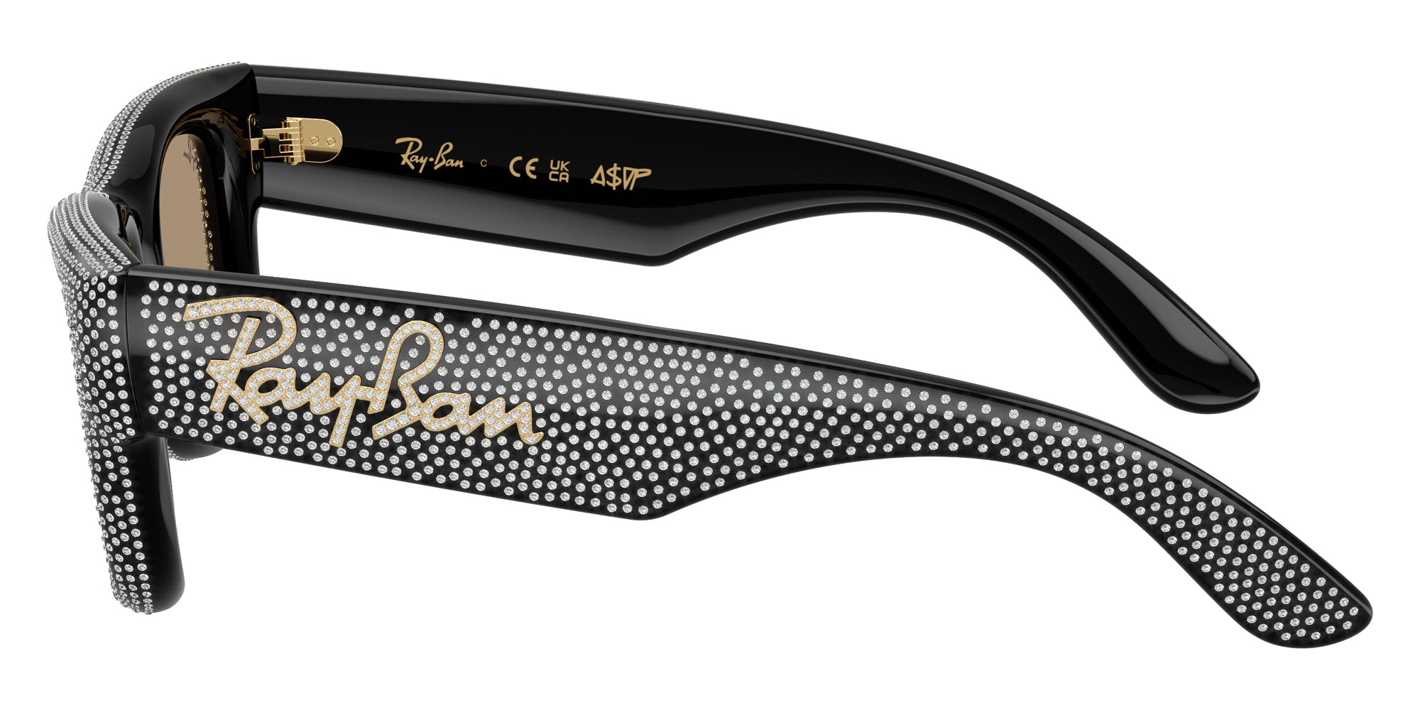 Ray-Ban RB4940BP Wayfarer Puffer Crystal Pavè Edition 68657J 47 - Black / Dark Brown Mirrored Rose Gold #id:rb4940bp68657j_s:102110