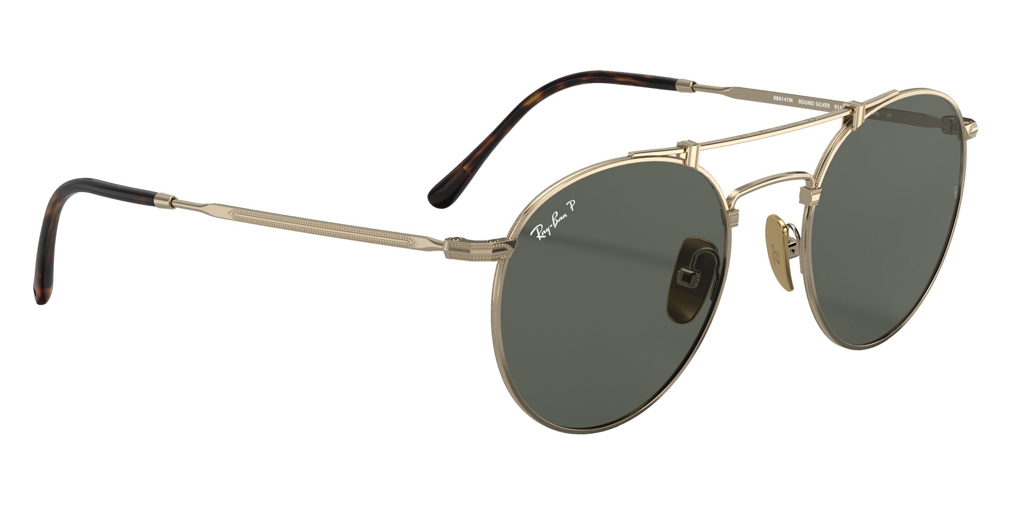 Ray-Ban RB8147M Round Double Bridge Titanium Round Sunglasses