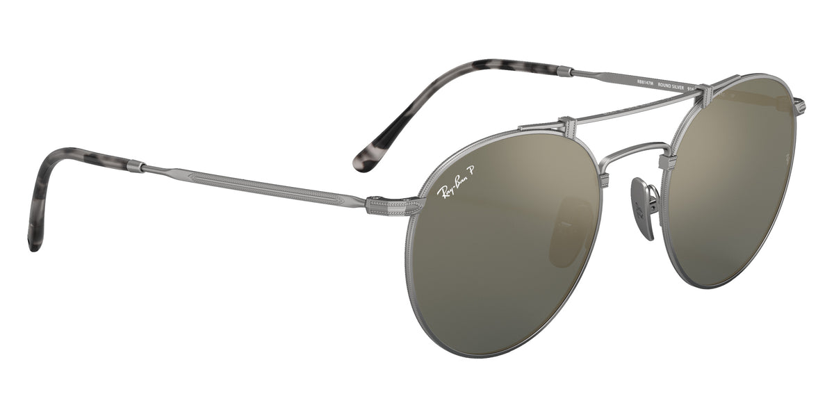 Ray-Ban RB8147M Round Double Bridge Titanium 9165 50 - Silver / Crystal Blue Polarized #id:rb8147m9165_s:100120