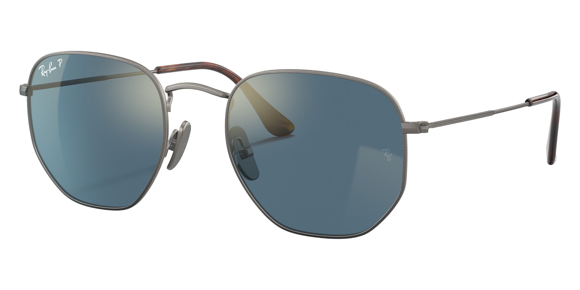 Ray-Ban RB8148 Hexagonal Titanium 9208T0 54 - Gunmetal / Polarized Blue Mirrored Gold #id:rb81489208t0_s:100105