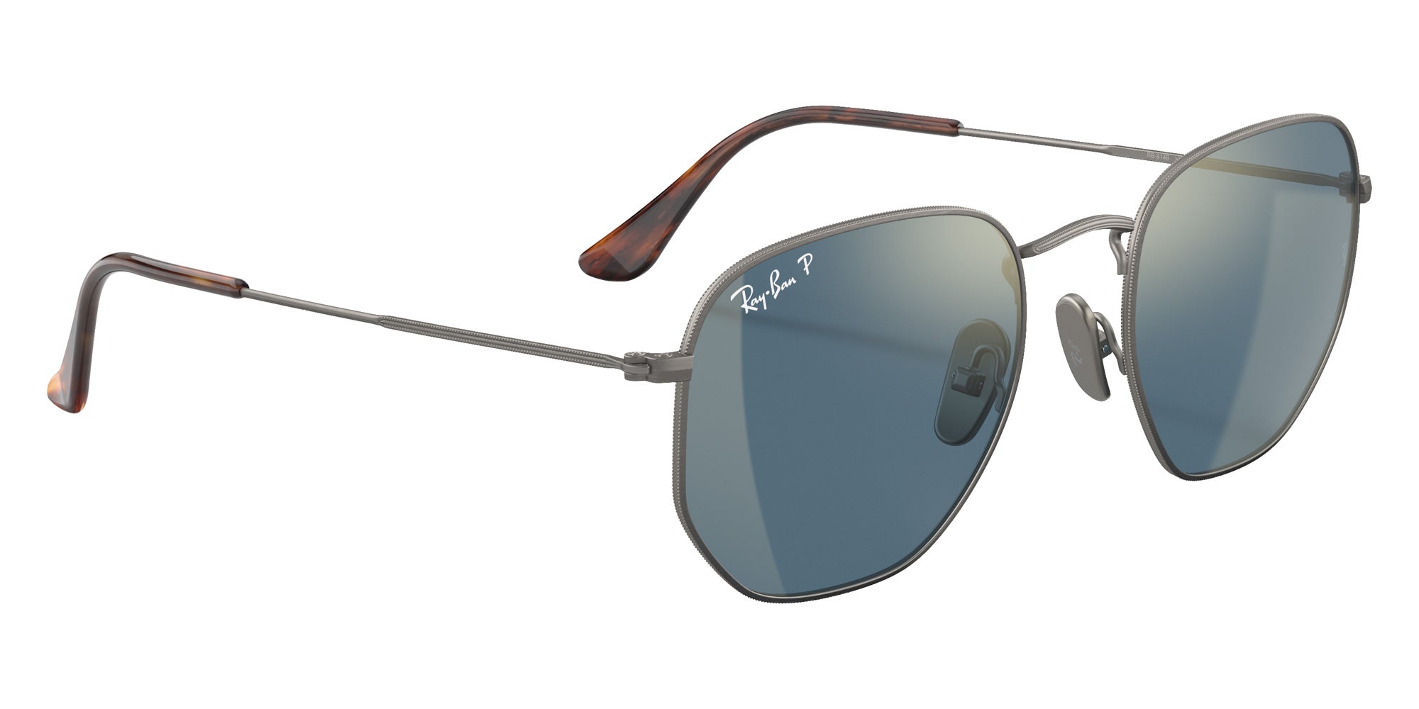 Ray-Ban RB8148 Hexagonal Titanium 9208T0 54 - Gunmetal / Polarized Blue Mirrored Gold #id:rb81489208t0_s:100120