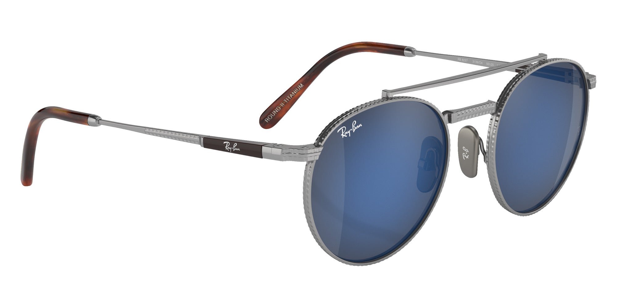 Ray-Ban RB8237 Round II Titanium 3139O4 50 - Silver / Gray Blue Mirrored #id:rb82373139o4_s:100120