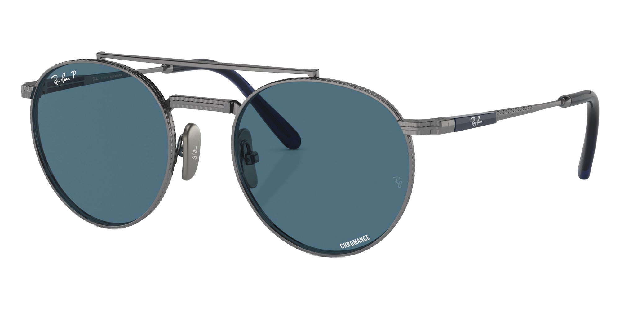 Ray-Ban RB8237 Round II Titanium 3142S2 53 - Gunmetal / Blue Polarized+ #id:rb82373142s2_s:100105