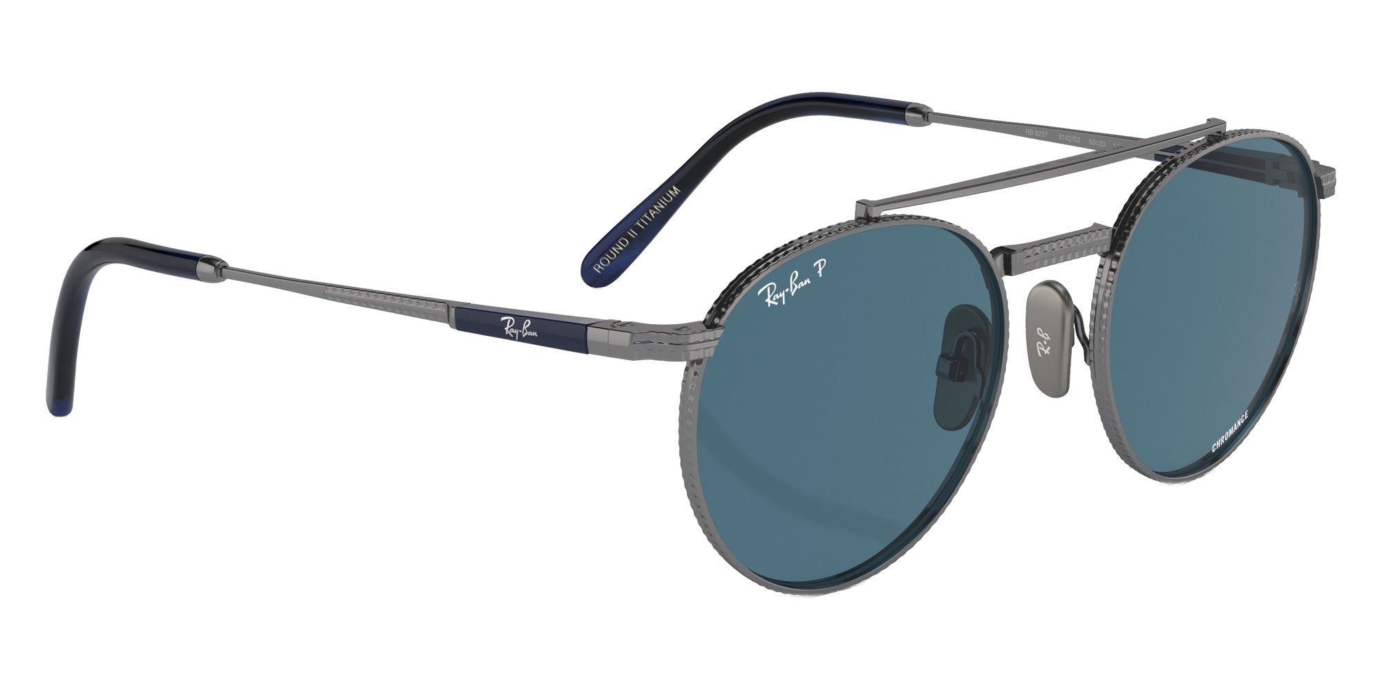 Ray-Ban RB8237 Round II Titanium 3142S2 53 - Gunmetal / Blue Polarized+ #id:rb82373142s2_s:100120