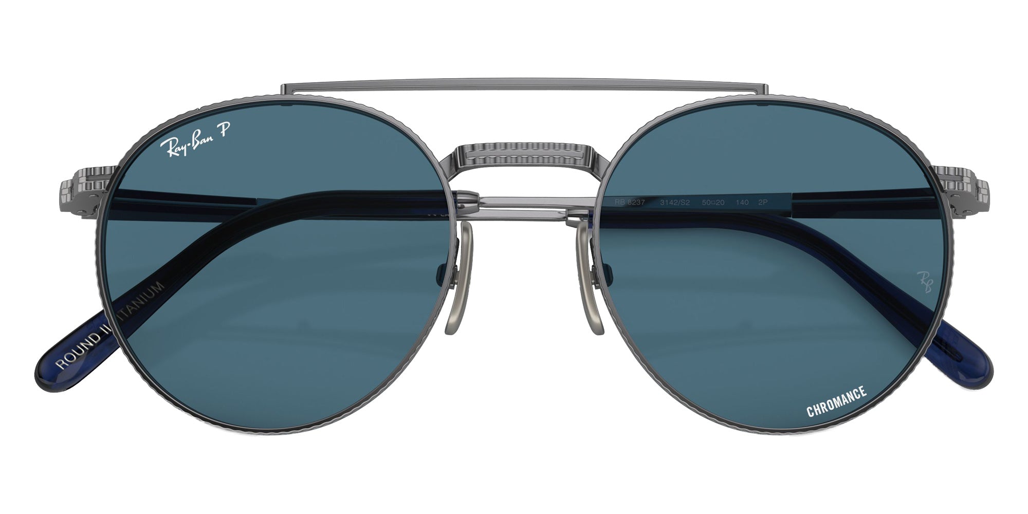 Ray-Ban RB8237 Round II Titanium 3142S2 53 - Gunmetal / Blue Polarized+ #id:rb82373142s2_s:100125