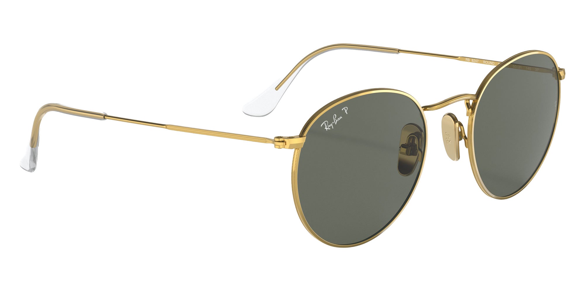 Ray-Ban RB8247 Round Titanium 921658 47 - Gold / G-15 Green Polarized #id:rb8247921658_s:100120