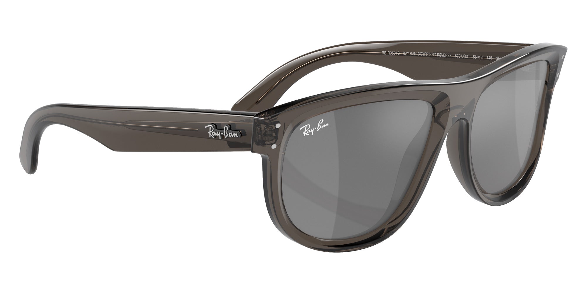 Ray-Ban RBR0501S Boyfriend Reverse 6707GS 56 - Transparent Dark Gray / Silver Mirrored #id:rbr0501s6707gs_s:100120