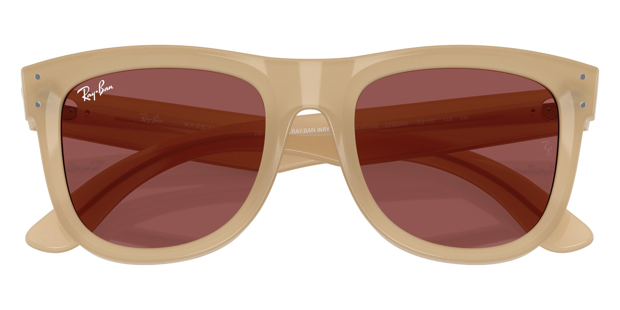 Ray-Ban RBR0502S Wayfarer Reverse 678069 50 - Opal Beige & Honey / Dark Violet #id:rbr0502s678069_s:102125