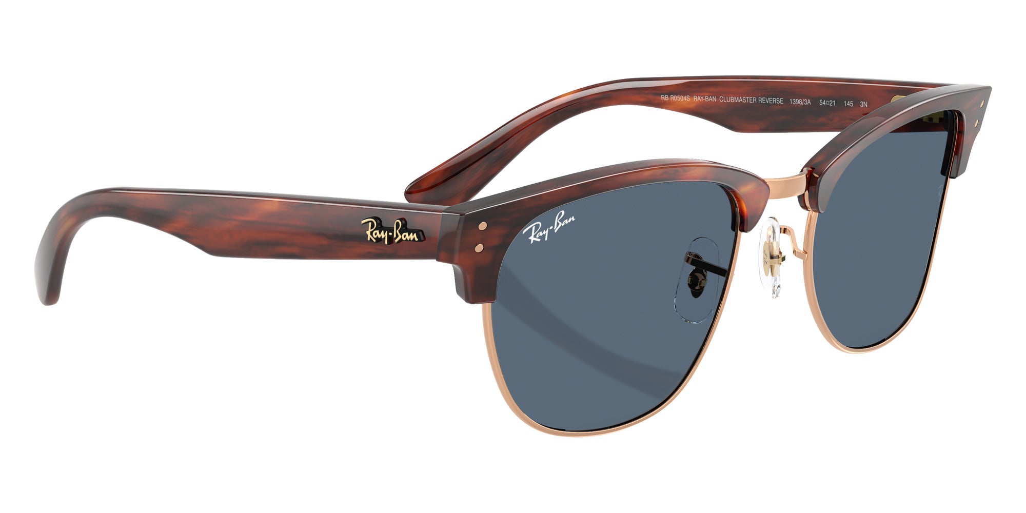 Ray-Ban RBR0504S Clubmaster Reverse 13983A 51 - Striped Havana on Rose Gold / Dark Blue #id:rbr0504s13983a_s:102120