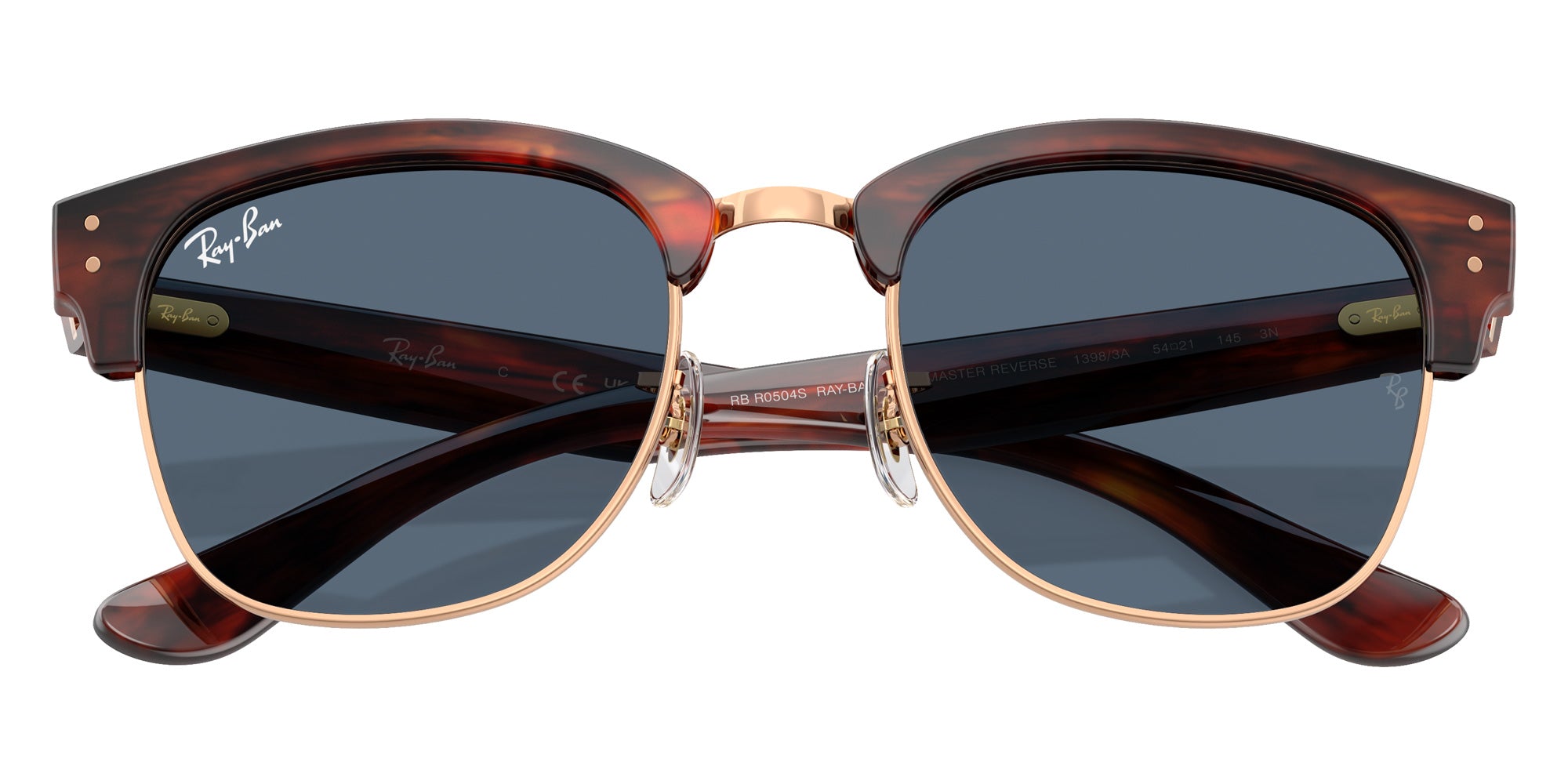 Ray-Ban RBR0504S Clubmaster Reverse 13983A 51 - Striped Havana on Rose Gold / Dark Blue #id:rbr0504s13983a_s:102125