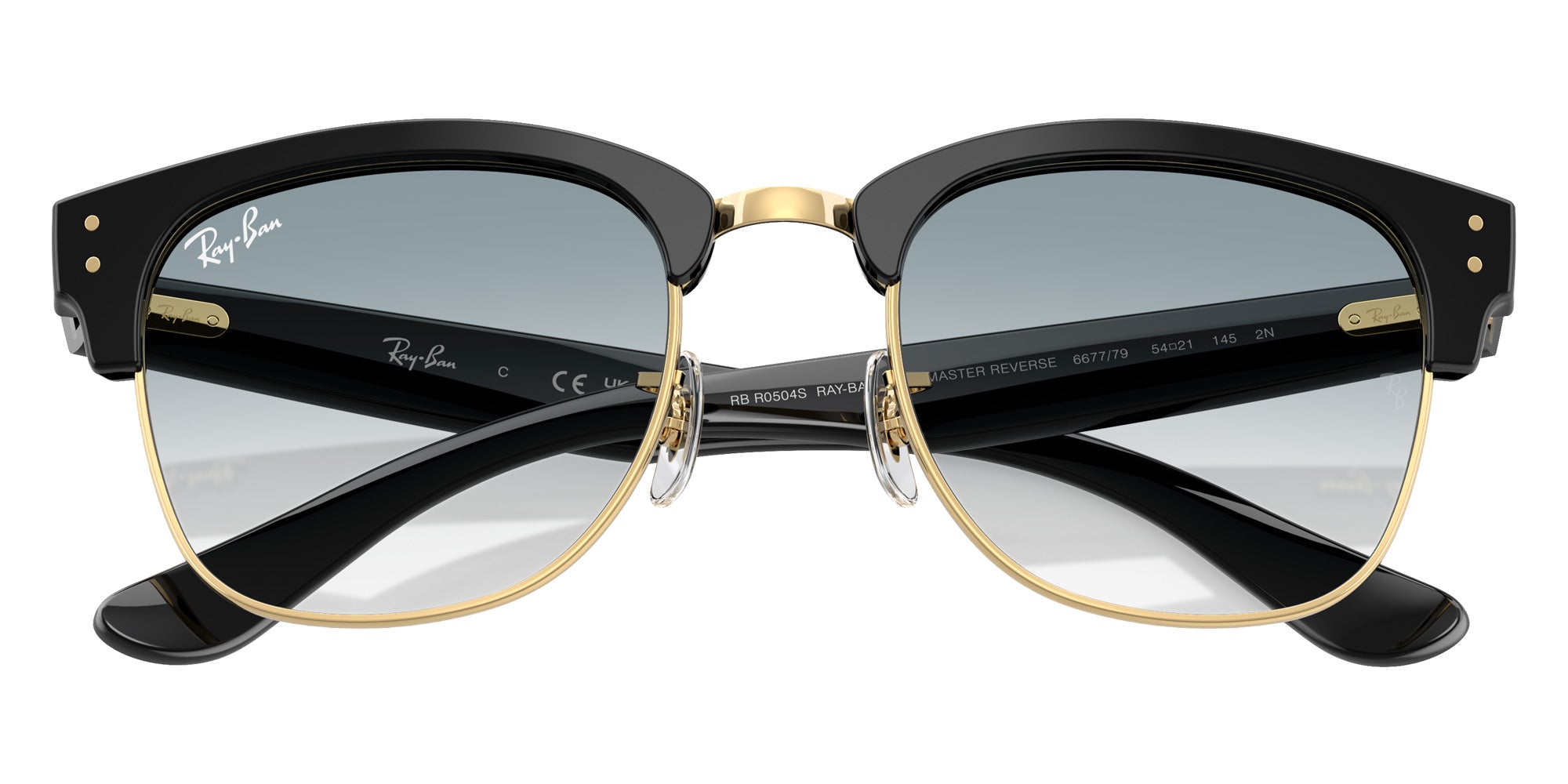 Ray-Ban RBR0504S Clubmaster Reverse 667779 51 - Black on Gold / Clear Gradient Blue #id:rbr0504s667779_s:106125