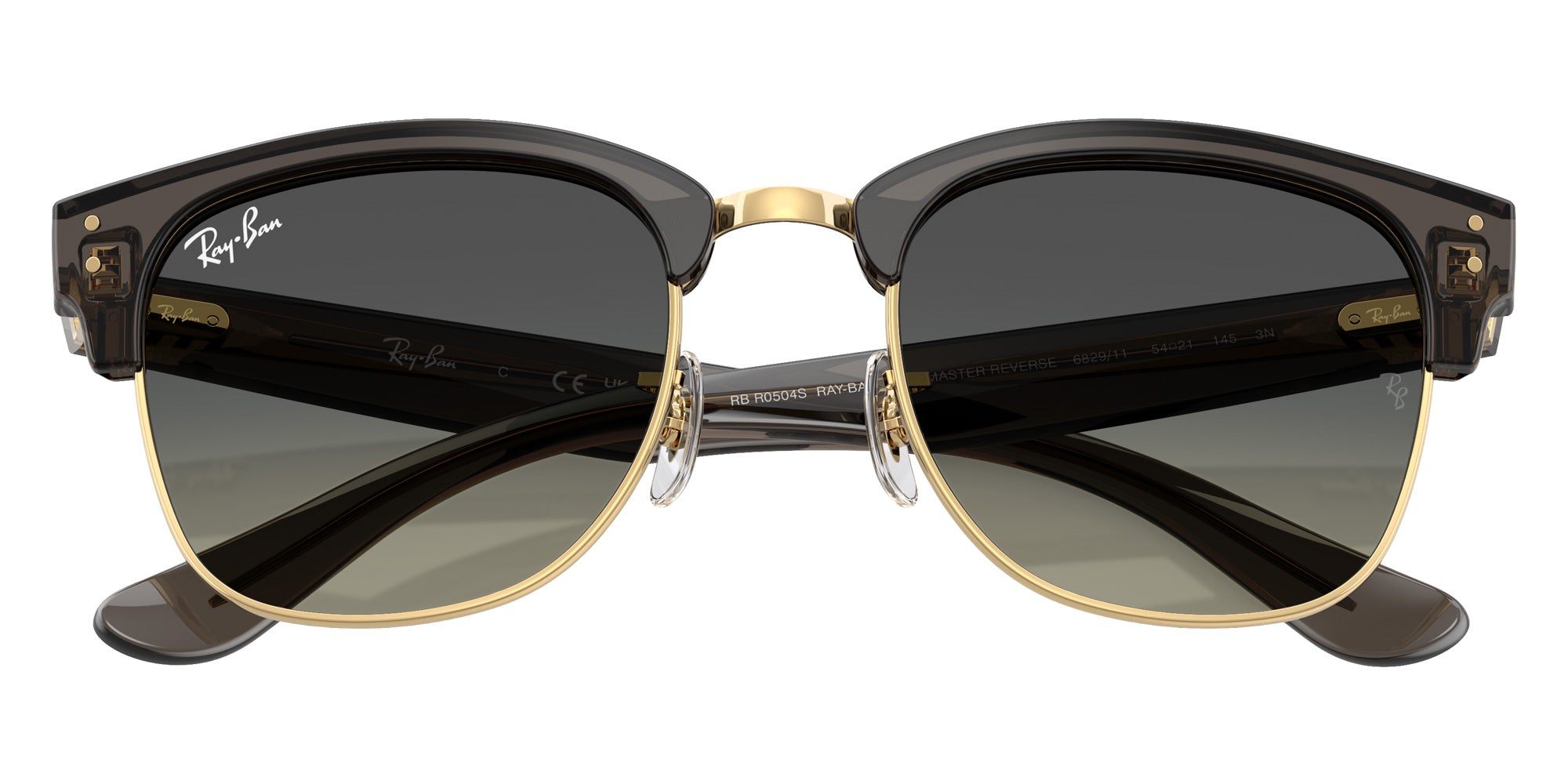 Ray-Ban RBR0504S Clubmaster Reverse 682911 51 - Transparent Dark Gray on Gold / Gray Gradient #id:rbr0504s682911_s:114125