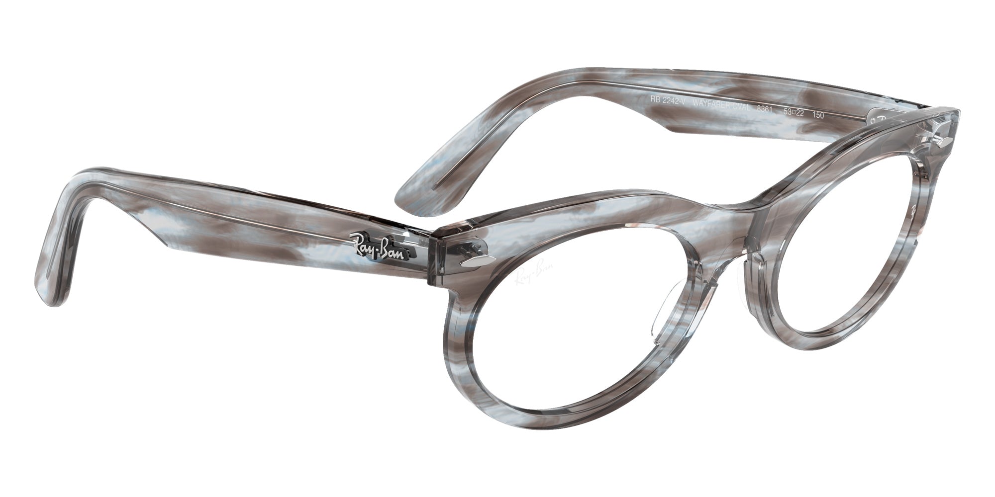 Ray-Ban RB2242V Wayfarer Oval 8361 50 - Striped Transparent Blue #id:rx2242v8361_s:100120