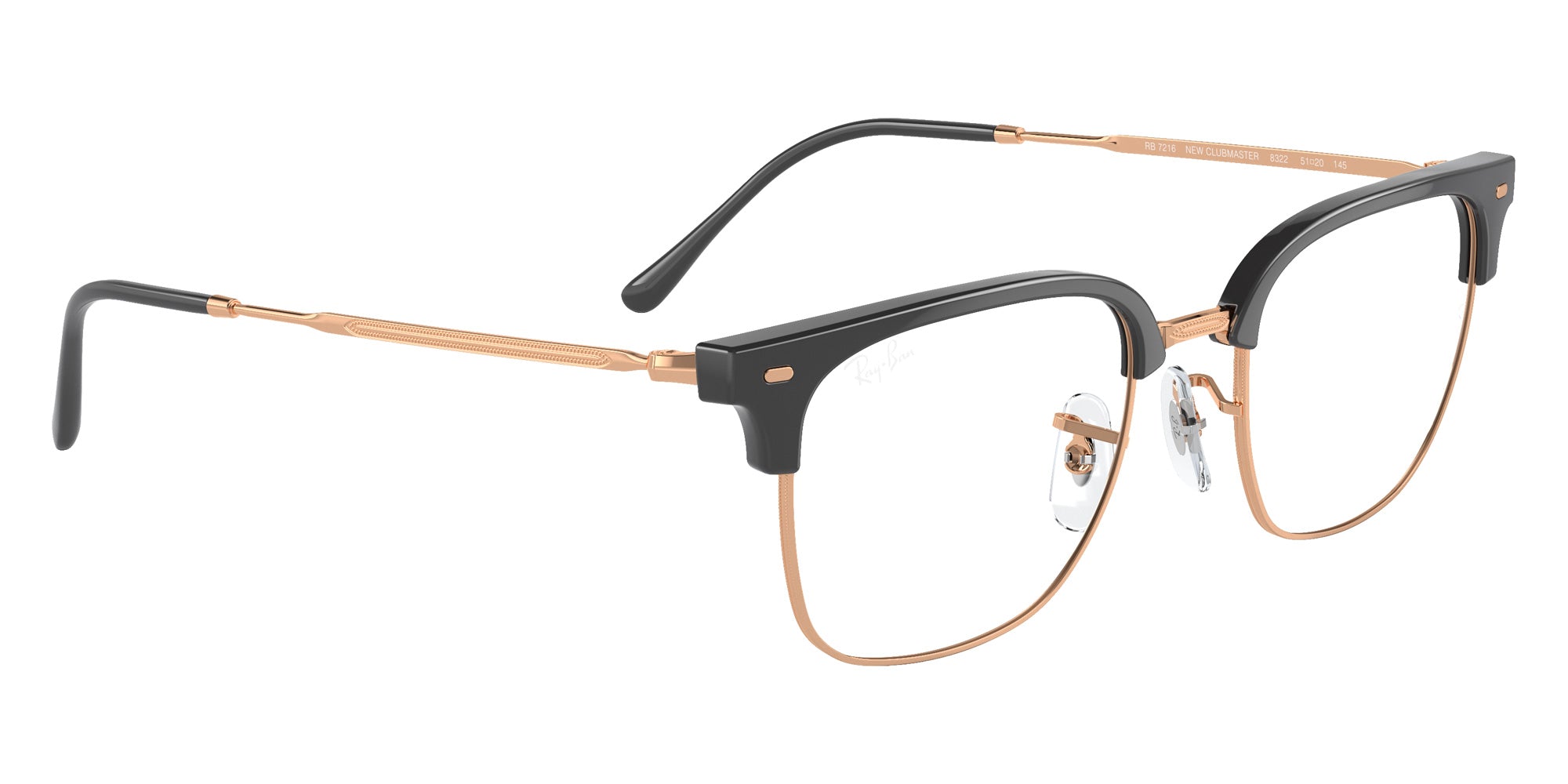 Ray-Ban RB7216 New Clubmaster 8322 51 - Dark Gray on Rose Gold #id:rx72168322_s:106120