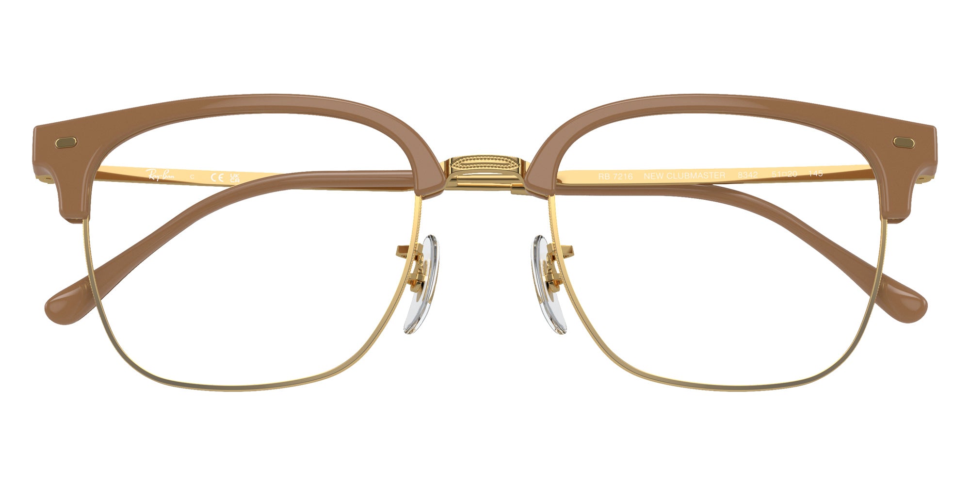 Ray-Ban RB7216 New Clubmaster 8342 51 - Beige on Gold #id:rx72168342_s:100125