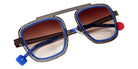 Sabine Be Be Boyish Hole Sun 659 52 - Chocolate Black Satin Perforated/Blue Majorelle Satin #id:sbebeboyishholesun659_s:102100