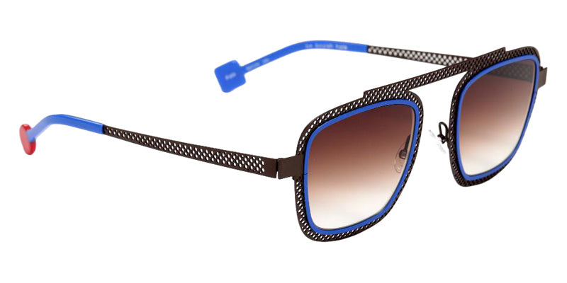Sabine Be Be Boyish Hole Sun 659 52 - Chocolate Black Satin Perforated/Blue Majorelle Satin #id:sbebeboyishholesun659_s:102105