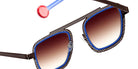 Sabine Be Be Boyish Hole Sun 659 52 - Chocolate Black Satin Perforated/Blue Majorelle Satin #id:sbebeboyishholesun659_s:102115