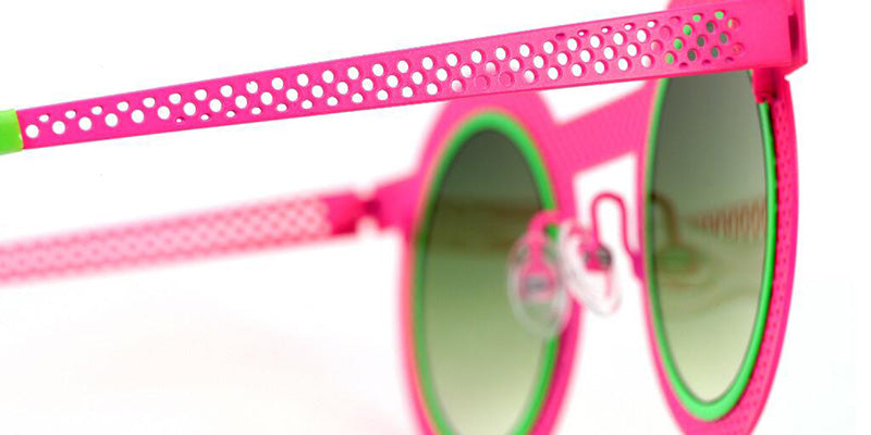 Sabine Be Be Gipsy Hole Sun 504 43 - Rose Fluorescent Satin Perforated/Green Fluorescent Satin #id:sbebegipsyholesun504_s:110115