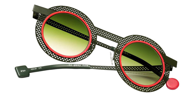 Sabine Be Be Gipsy Hole Sun 564 43 - Khaki Satin Perforated/Orange Fluorescent Satin #id:sbebegipsyholesun564_s:116115