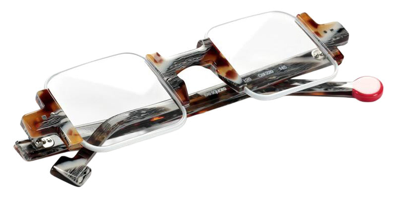 Sabine Be Be Square 220 42 - White Satin/Tortoiseshell Vintage Shiny #id:sbebesquare220_s:100100