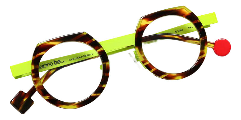 Sabine Be Be Twist 240 42 - Tortoiseshell Veined Dark Shiny/Yellow Fluorescent Satin #id:sbebetwist240_s:100100