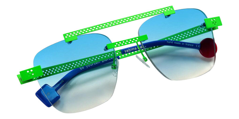 Sabine Be Be Yourself Pierced Sun 130 56 - Green Fluorescent Satin #id:sbebeyourselfpiercedsun130_s:102100