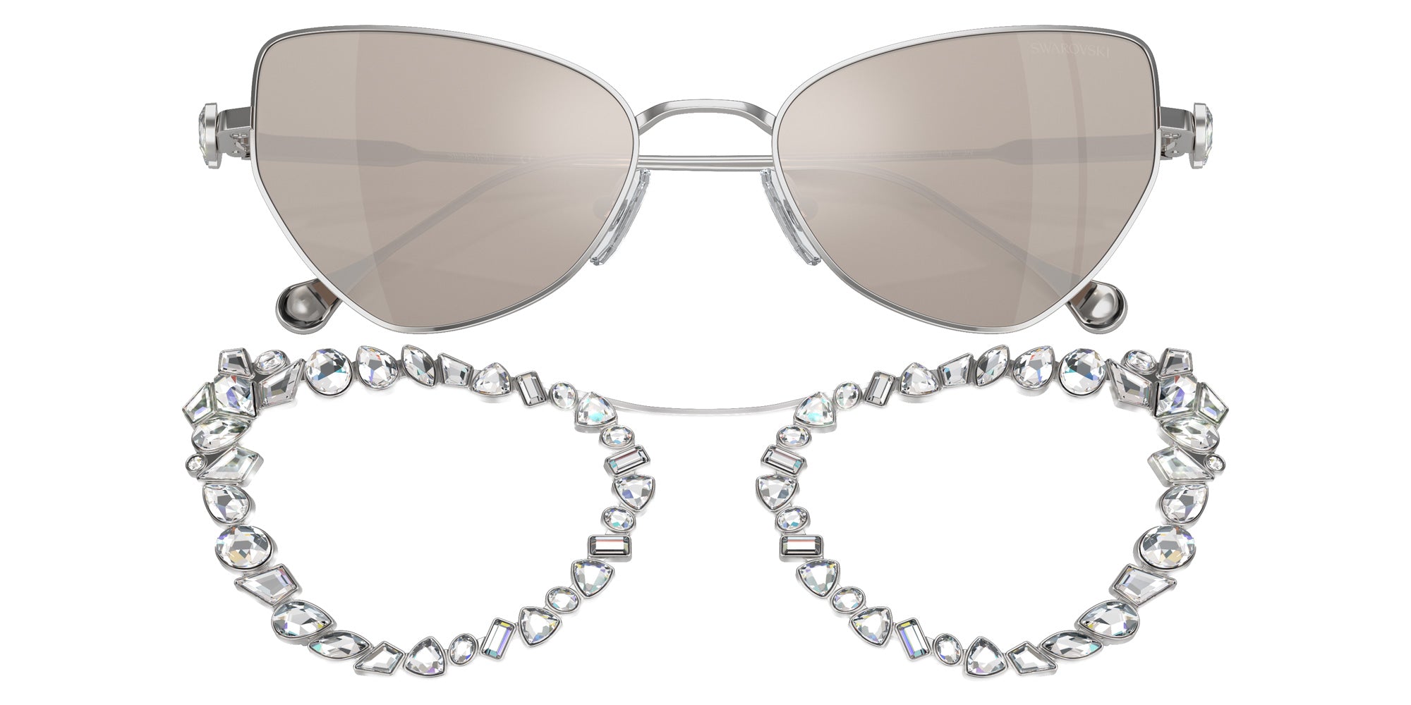 Swarovski SK7011 4001AP 56 - Silver / Clear Mirrored Real Platinum #id:sk70114001ap_s:102135