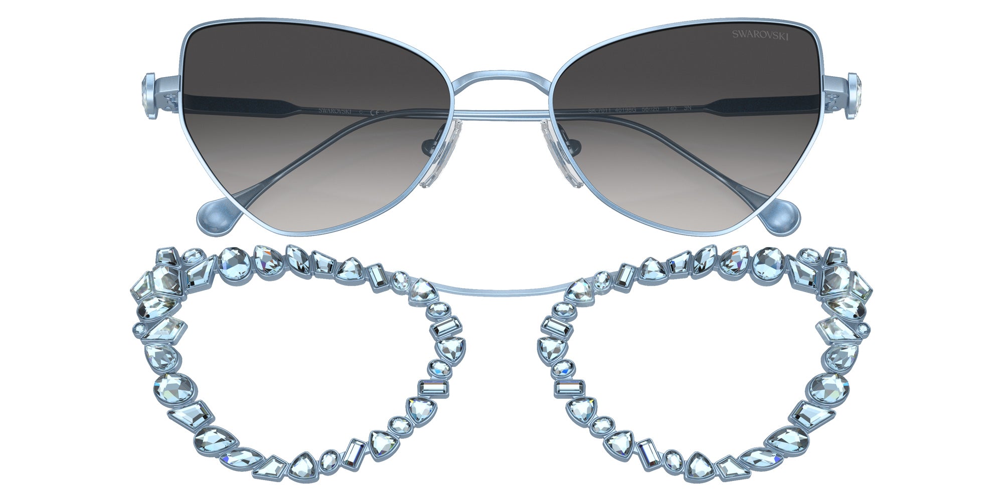 Swarovski SK7011 40198G 56 - Matte Light Blue / Gray Gradient #id:sk701140198g_s:104135