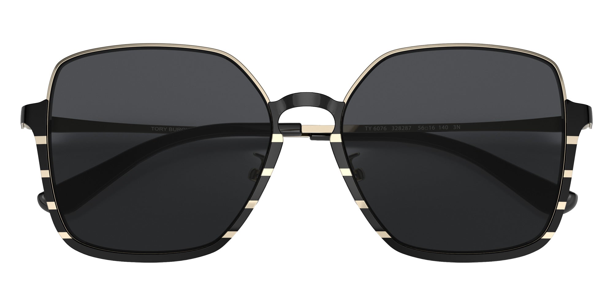 Tory Burch TY6076 328287 56 - Shiny Gold/Black Metal Stripe / Gray Solid #id:ty6076328287_s:100120