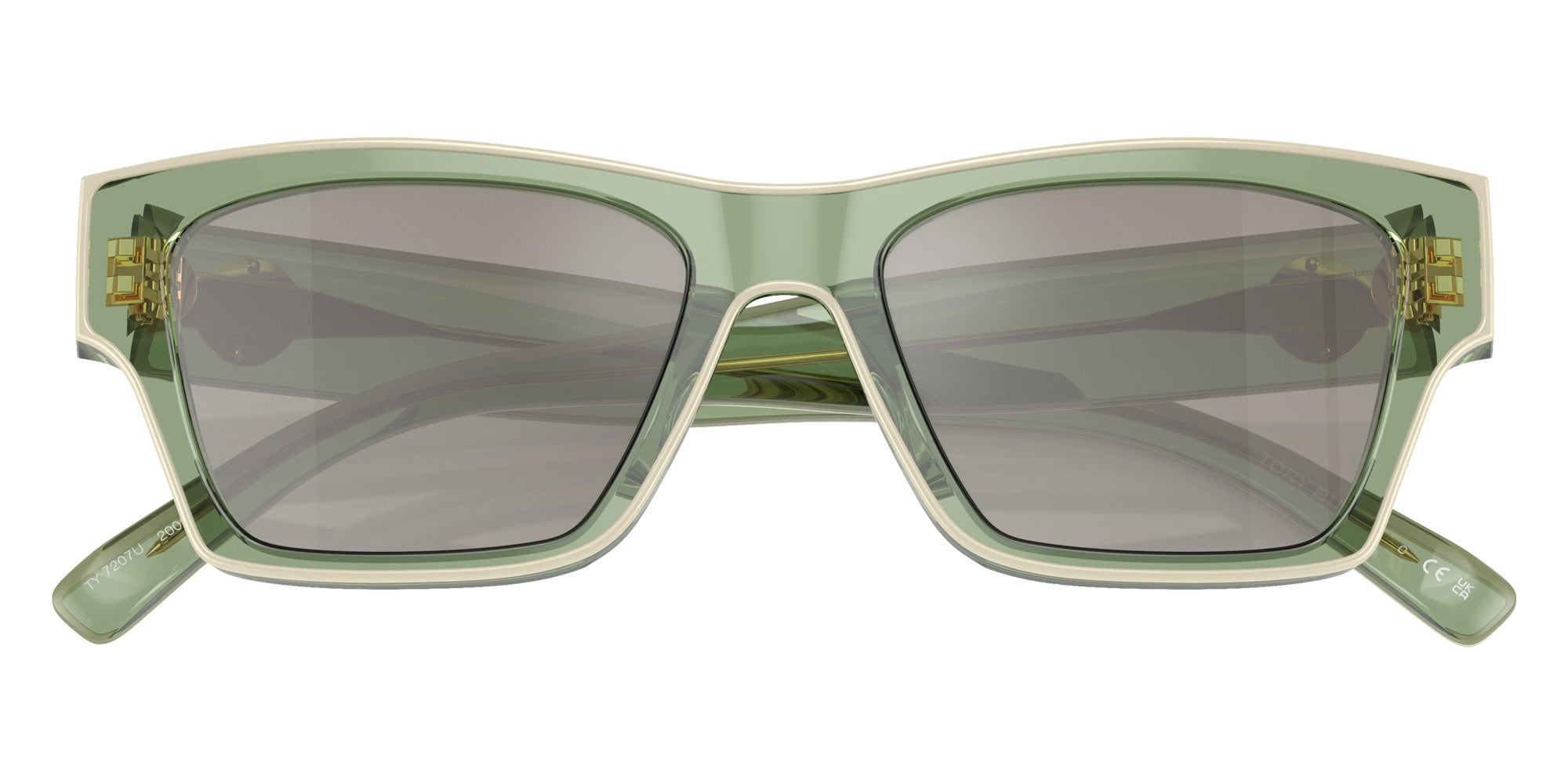 Tory Burch TY7207U 20026G 53 - Transparent Green & Ivory / Light Gray Silver Mirrored #id:ty7207u20026g_s:100120