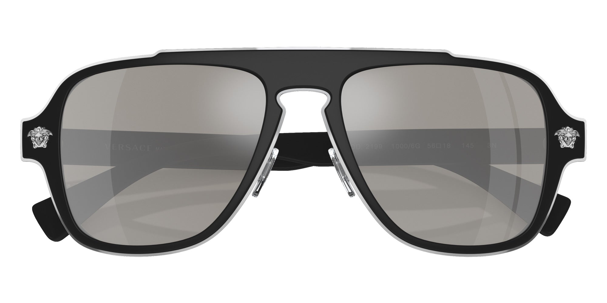Versace VE2199 10006G 56 - Black / Light Gray Mirrored Silver #id:ve219910006g_s:100120
