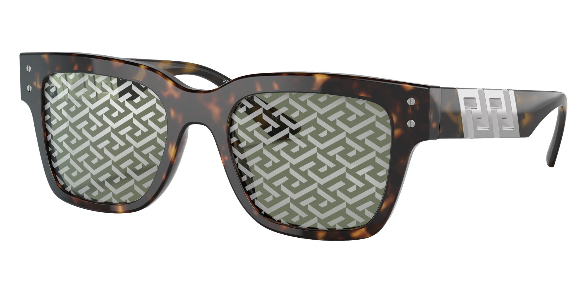 Versace VE4421F 108/V8 52 - Havana / Green Monogram Silver Mirrored #id:ve4421f108v8_s:100105
