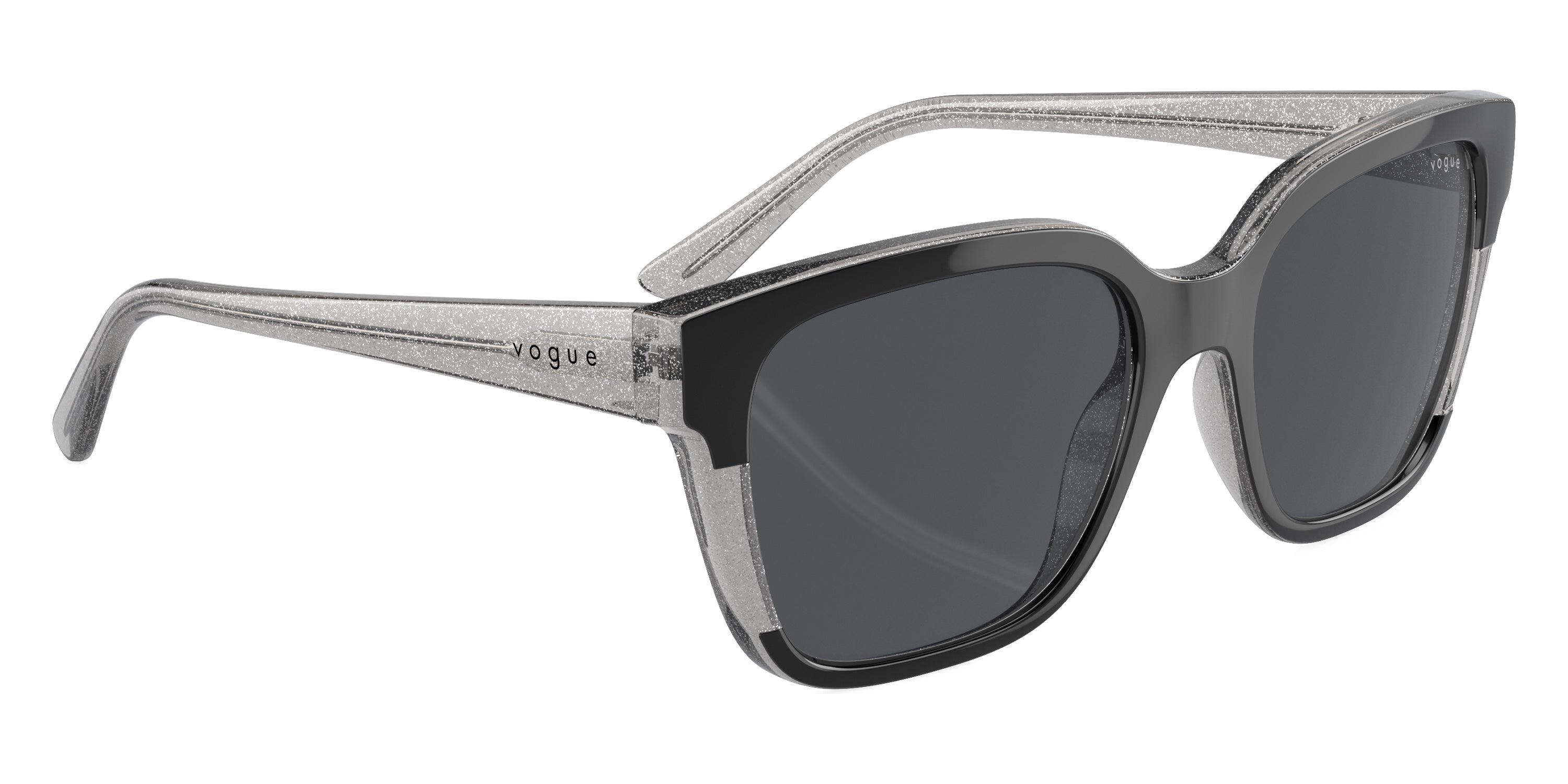 vogue eyewear VO5558S 313387 55 - Black/Transparent Gray Glitter / Dark Gray
