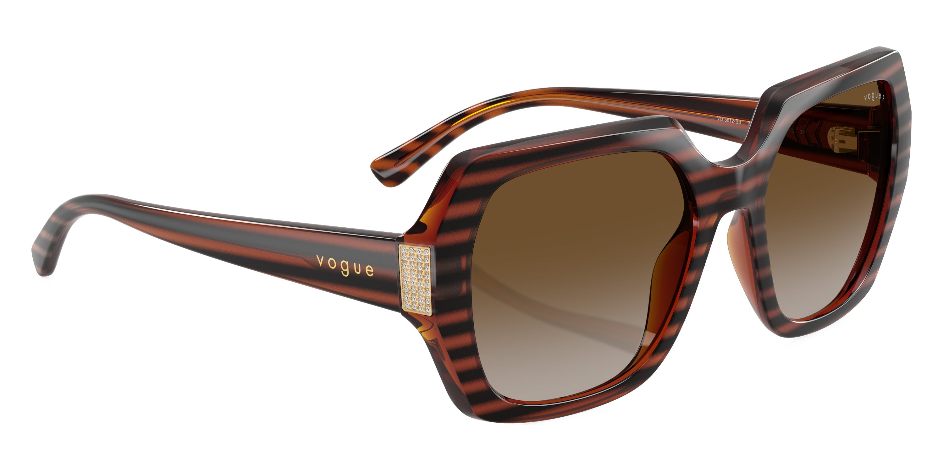 vogue eyewear VO5612SB 2571T5 55 - Striped Brown Havana / Gradient Brown Polarized