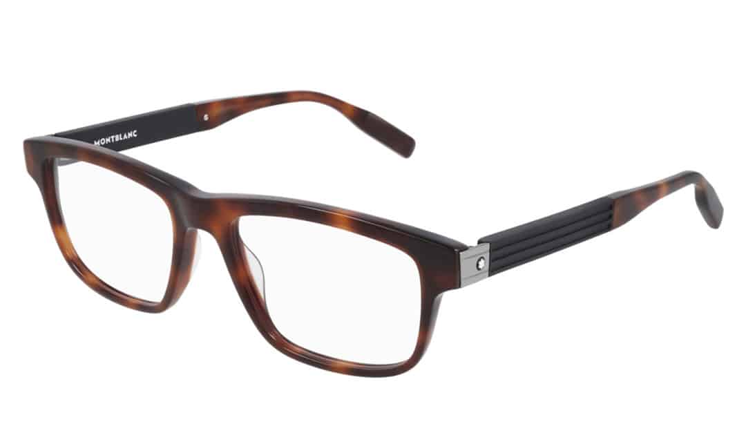 Rectangular Eyeglasses Montblanc MB0165O Havana color