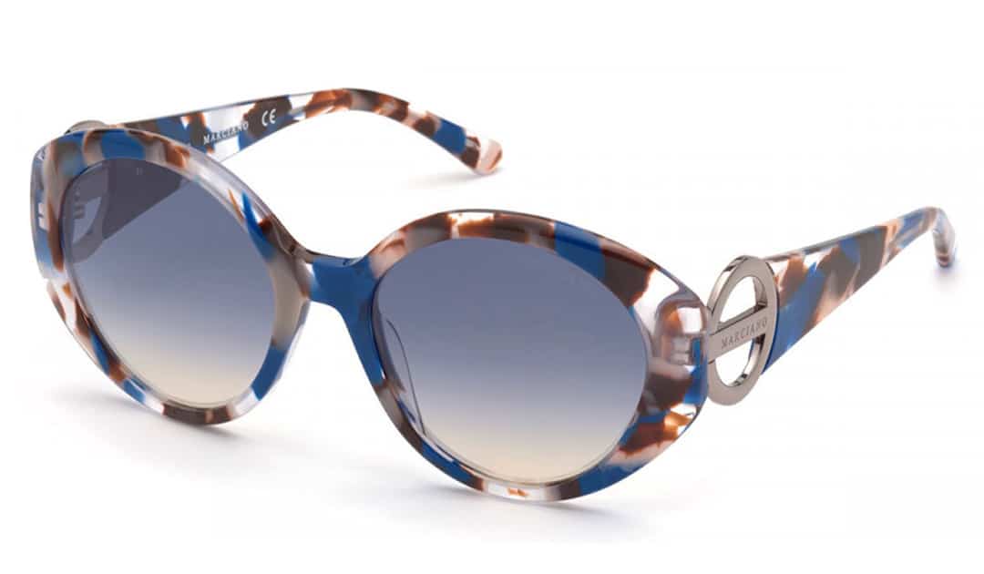 Round Marciano Sunglasses GM0816 featuring Blue Gradient Lenses
